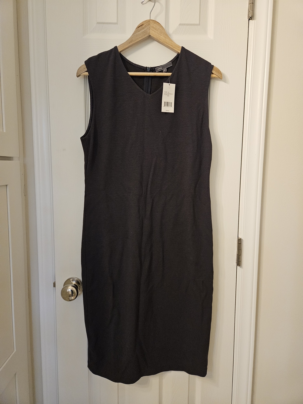 Vince Black Sleeveless Midi Sheath Dress
